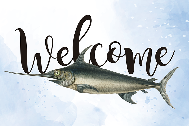 Welcome Fish Illustration custom vinyl carpet - TenStickers
