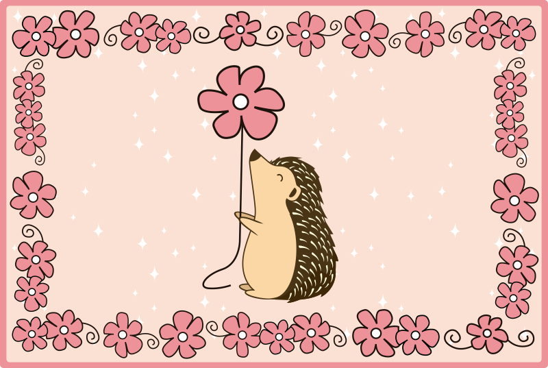 Hedgehog Floral nursery vinyl carpet - TenStickers