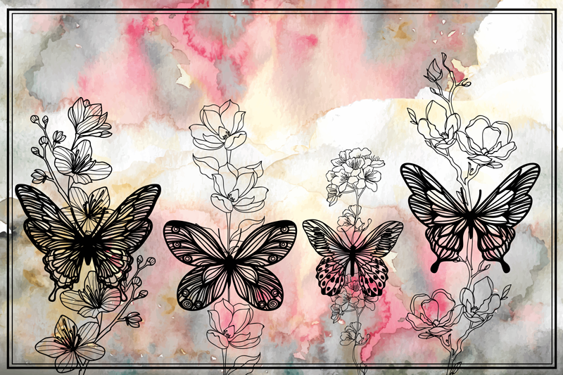 Floral vinyl carpet butterfly floral design - TenStickers