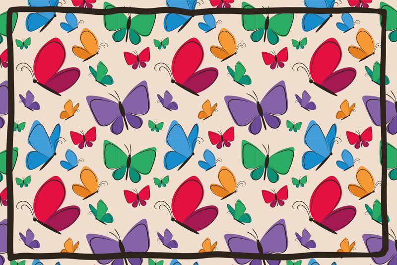 Butterfly Abundance floral vinyl carpet - TenStickers