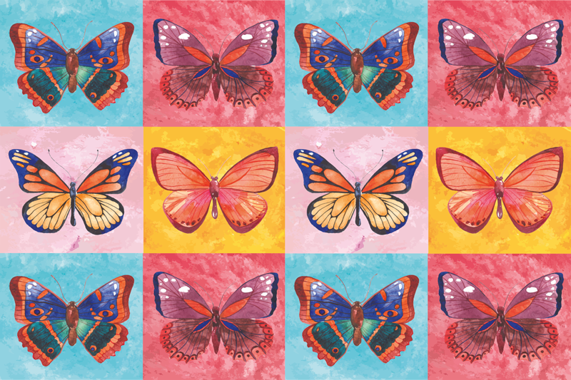 Colorful Butterfly Array floral vinyl carpet - TenStickers