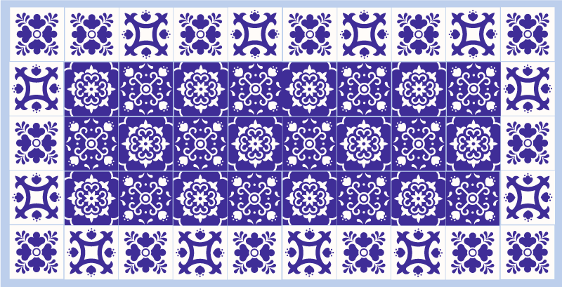 Blue Ceramic Pattern bathroom vinyl carpet - TenStickers