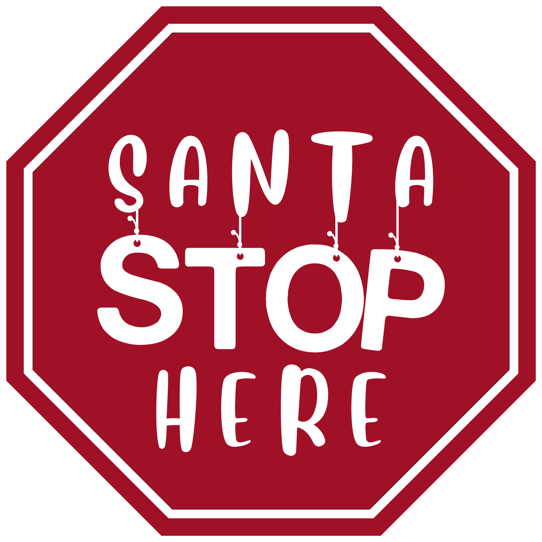 Santa Stop Sign Christmas vinyl carpet - TenStickers