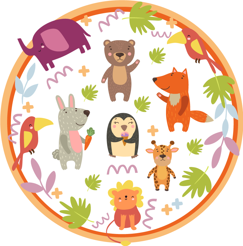 Circular Jungle Safari kids vinyl carpet - TenStickers