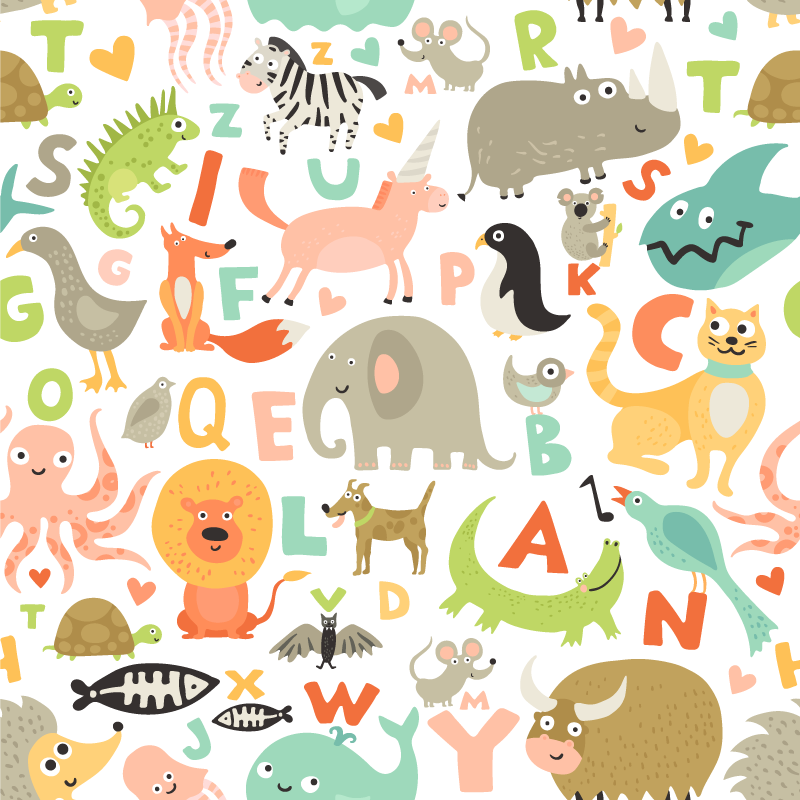 Alphabet creatures alphabet vinyl carpet - TenStickers