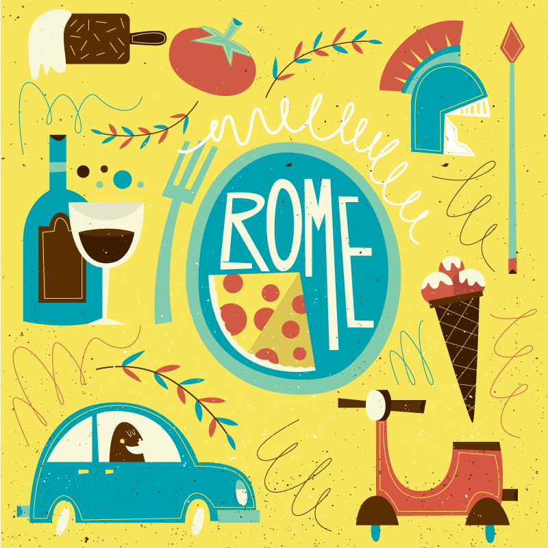 Rome Theme Illustration alphabet vinyl carpet - TenStickers