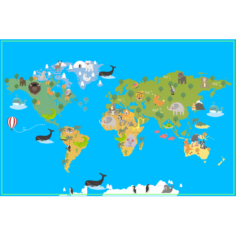 Learning Universe world map vinyl carpet - TenStickers