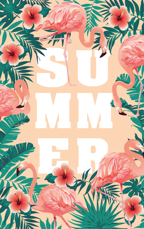 Summer Flamingo Theme event vinyl carpet - TenStickers