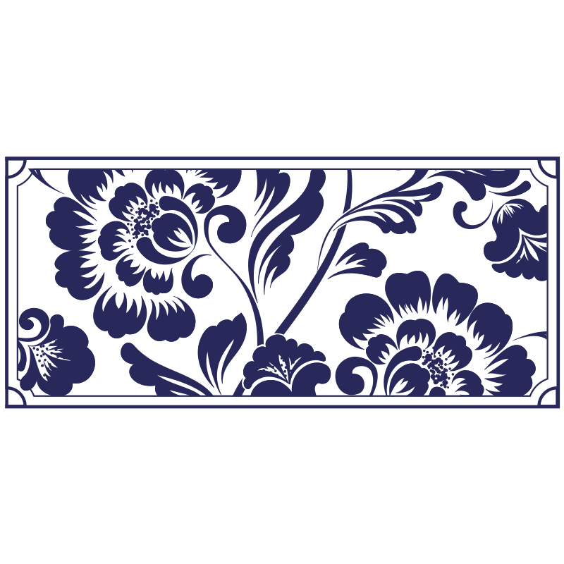 Floral vinyl carpet in navy floral pattern - TenStickers