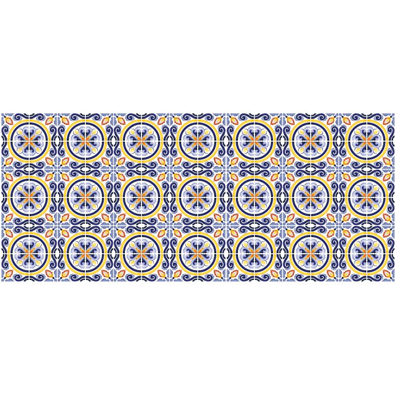 Intricate Mediterranean Motif tile vinyl carpet - TenStickers