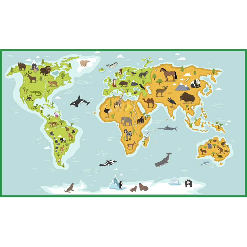 Cartographic Exploration world map vinyl carpet - TenStickers