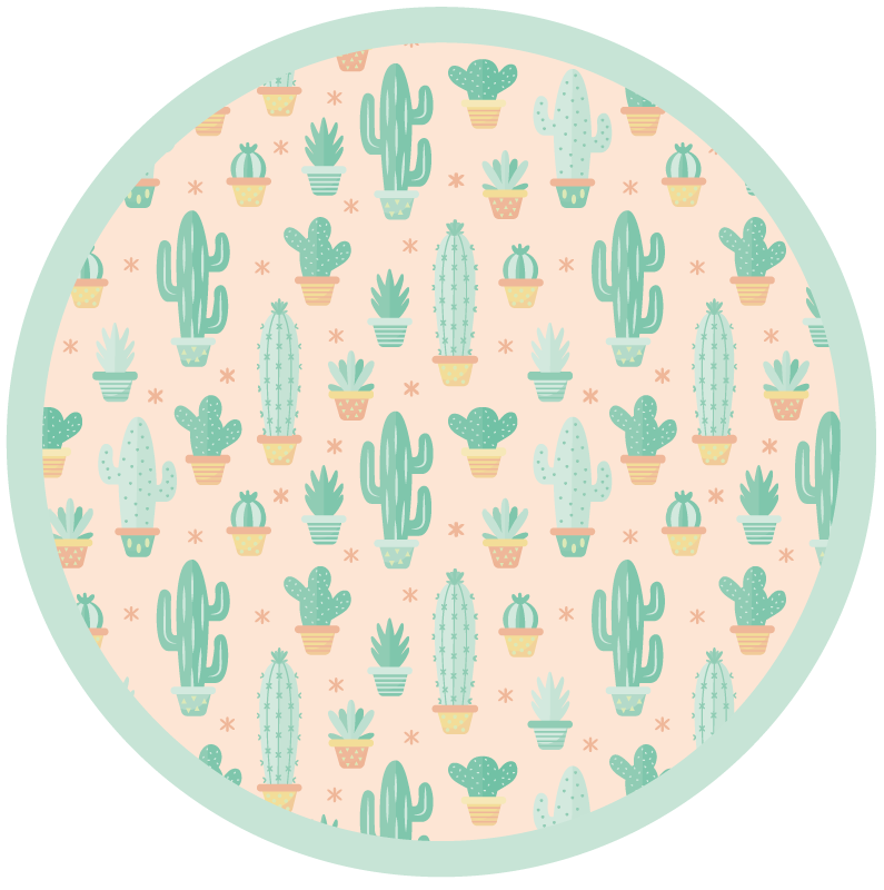 Cacti Circular Pattern kids vinyl carpet - TenStickers