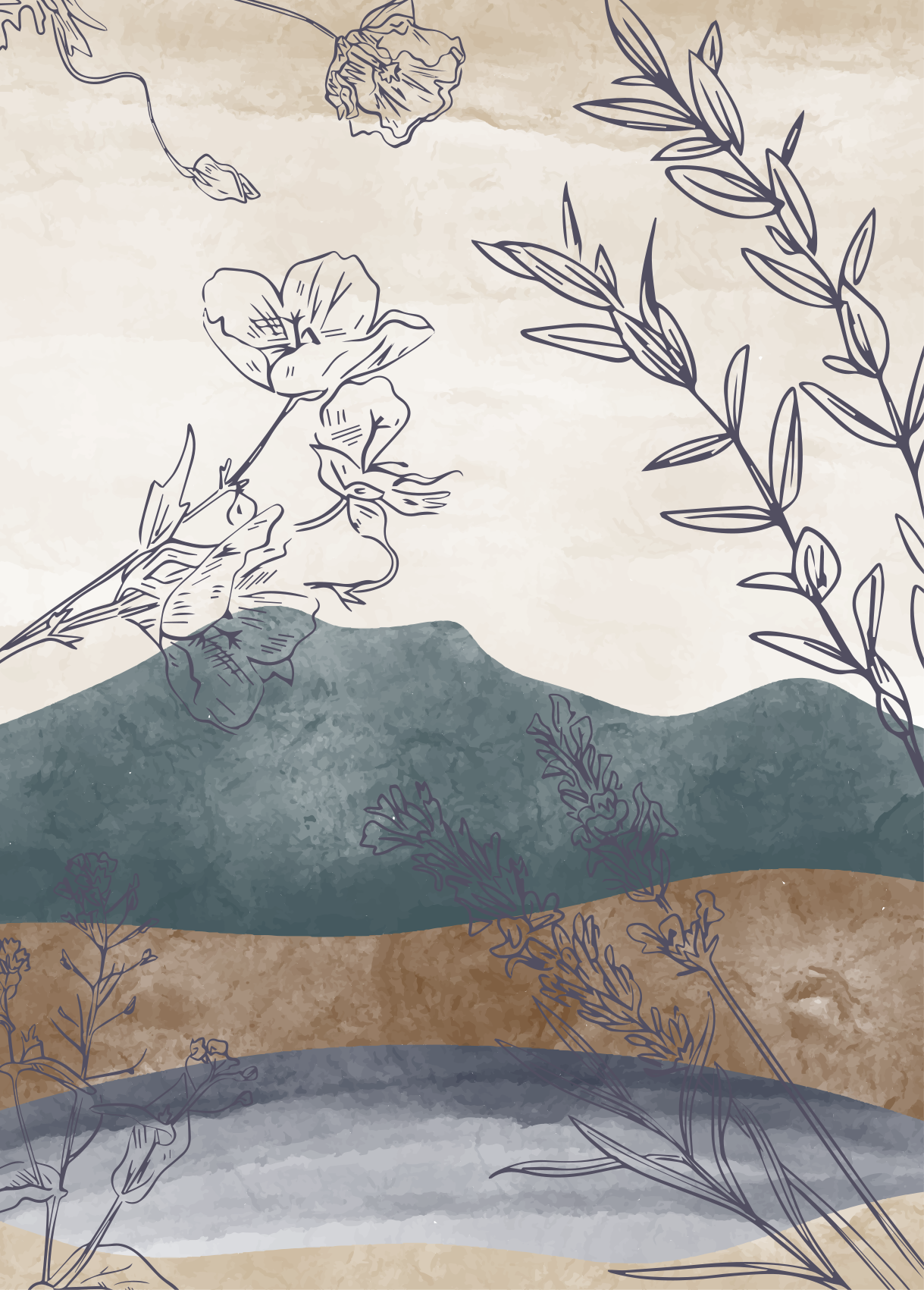 Botanical Silhouette floral vinyl carpet - TenStickers