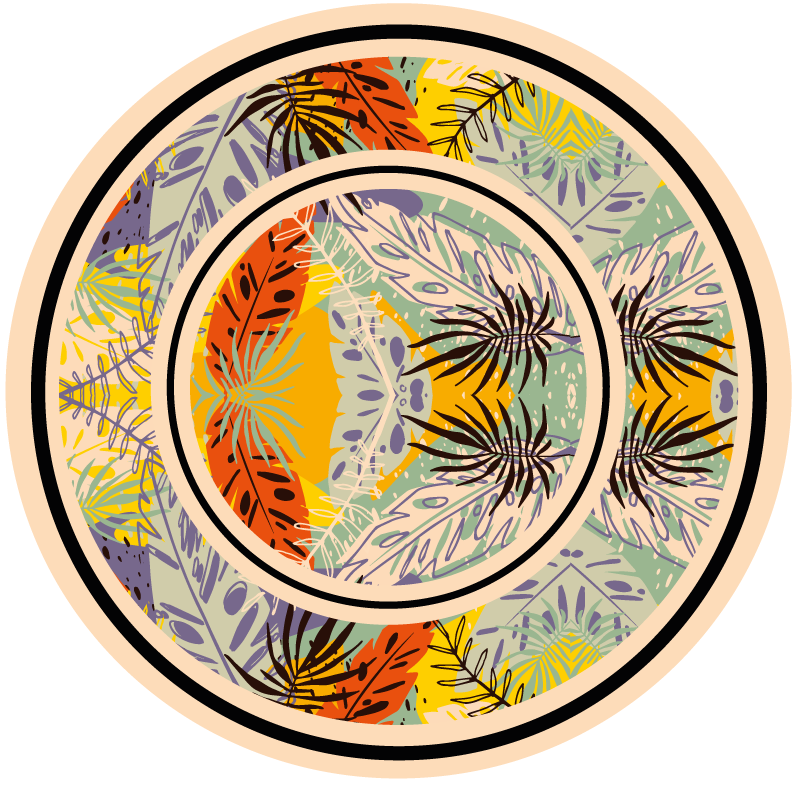 Botanical Circular Motif floral vinyl carpet - TenStickers