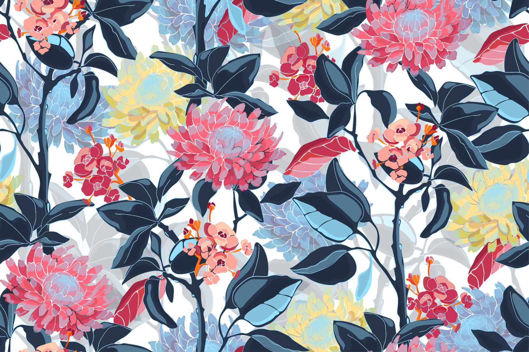 Floral vinyl carpet with blooming design detail - TenStickers