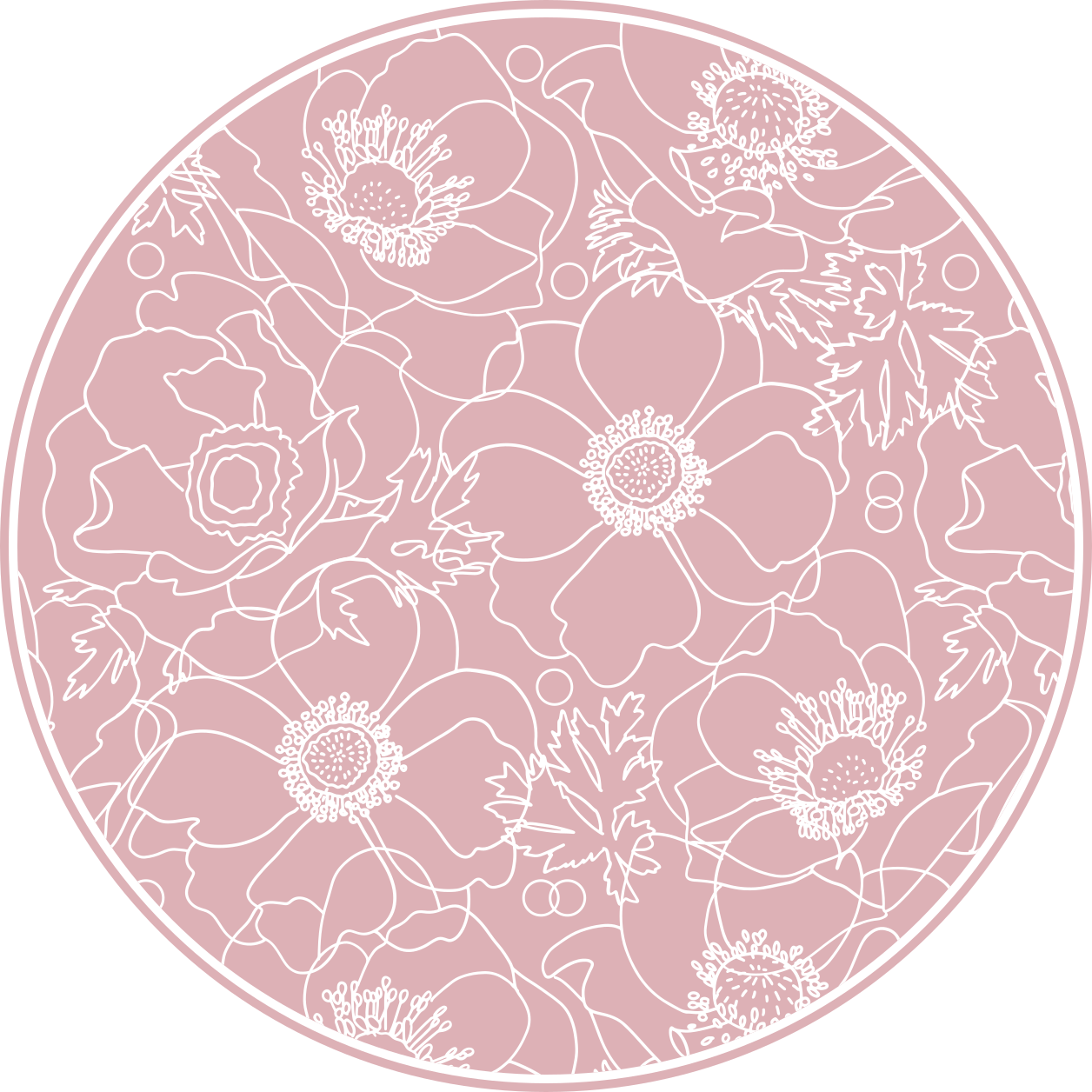 Floral outline motif floral vinyl carpet - TenStickers