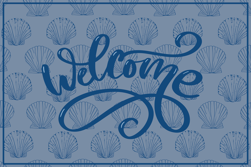 Seashell Welcome Script custom vinyl carpet - TenStickers