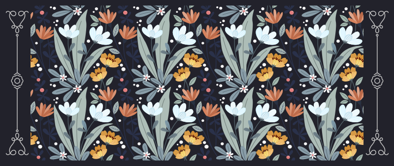 Floral vinyl carpet with blooming bouquet design - TenStickers