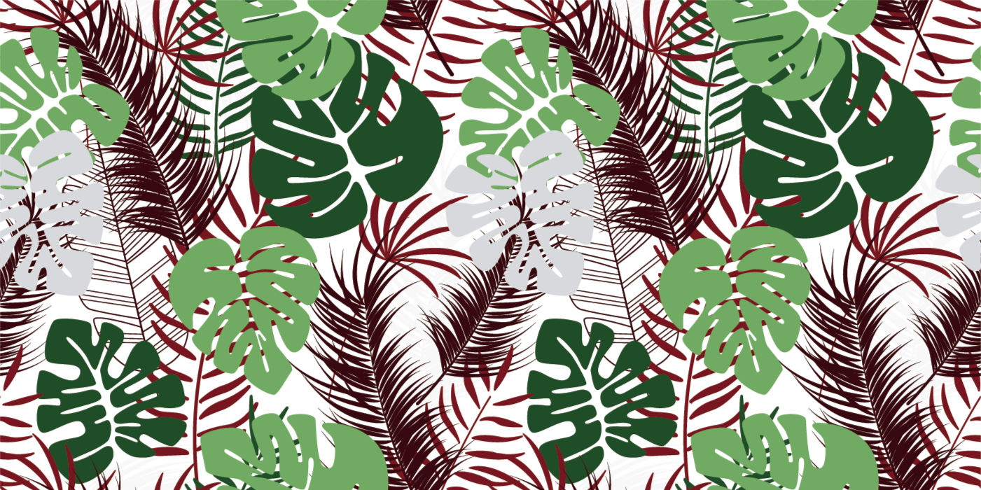 Tropical Foliage Overlay floral vinyl carpet - TenStickers