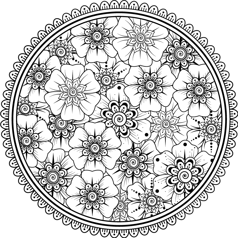Mandala vinyl carpet with floral design - TenStickers