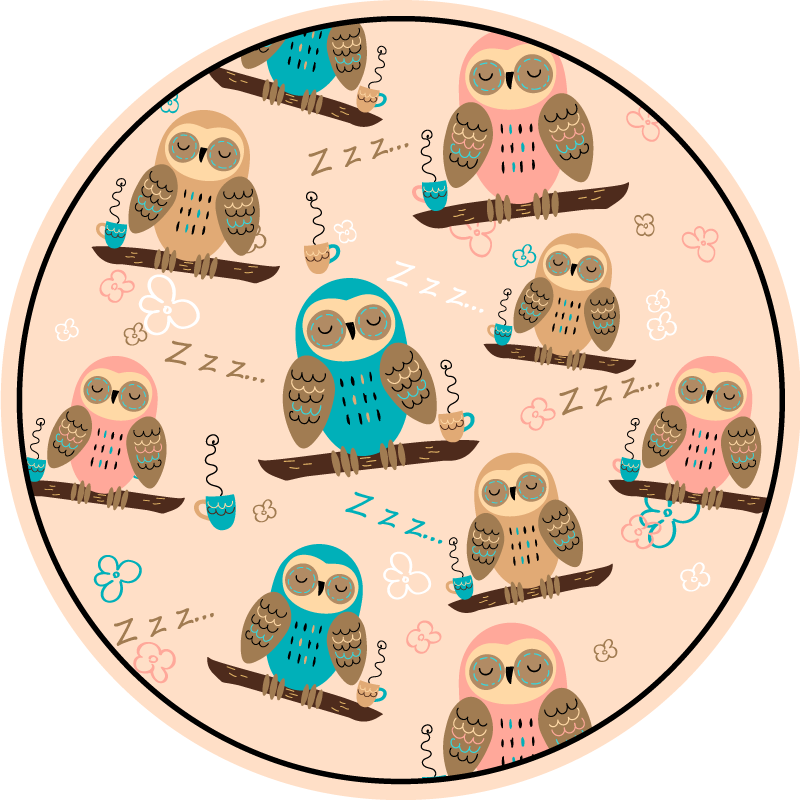 Owl Themed Circle nursery vinyl carpet - TenStickers