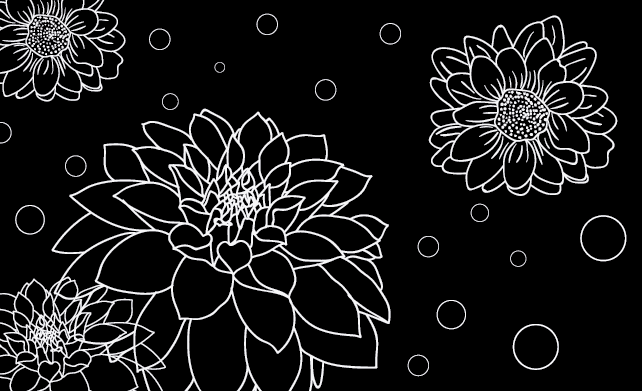 Botanical Sketch Contrast floral vinyl carpet - TenStickers