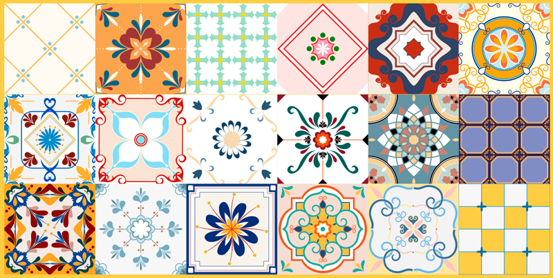 Tile vinyl carpet mosaic design patterns - TenStickers