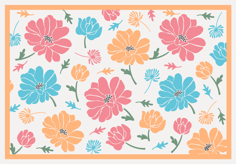 Colourful Flowers floral vinyl rug - TenStickers