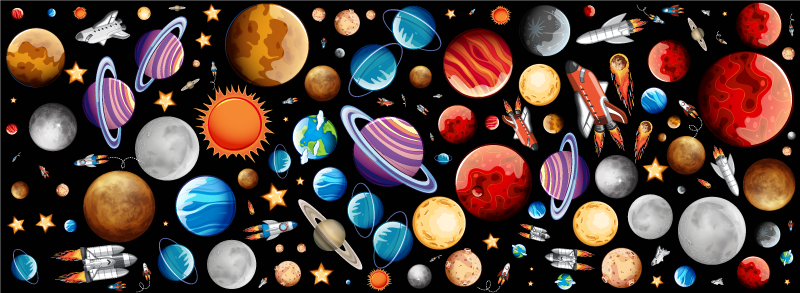 Space Planets kids vinyl rug - TenStickers