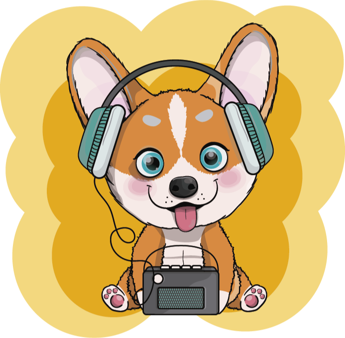 Puppy Headphones Illustration kids vinyl carpet - TenStickers