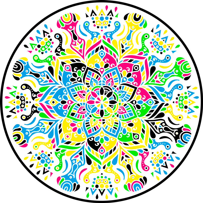 Vibrant mandala mandala vinyl carpet - TenStickers