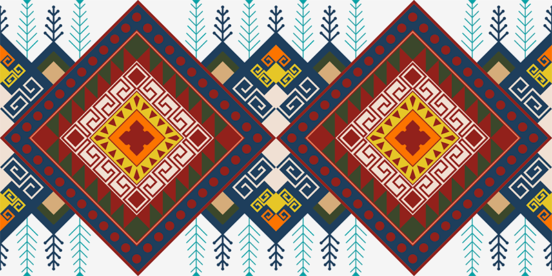 Ethnic vinyl carpet with ethnic geometric design - TenStickers