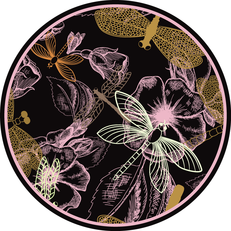 Botanical Insect Imagery floral vinyl carpet - TenStickers