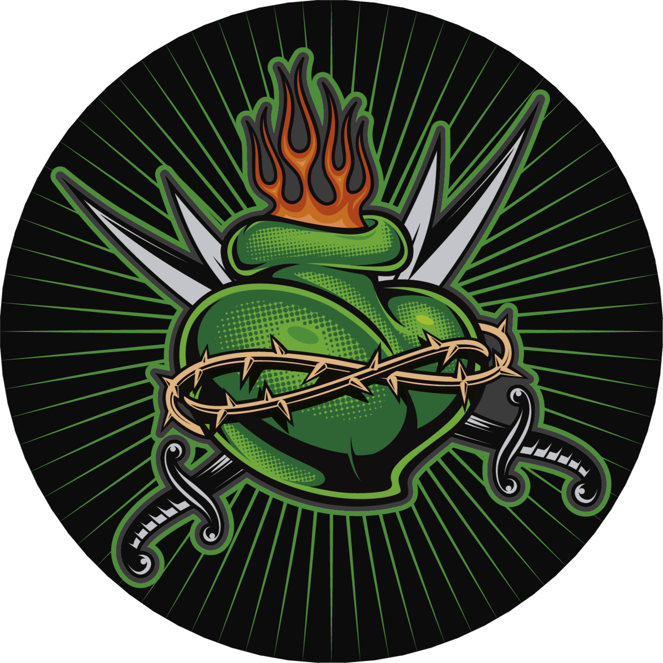 Fiery Sword Heart game vinyl carpet - TenStickers