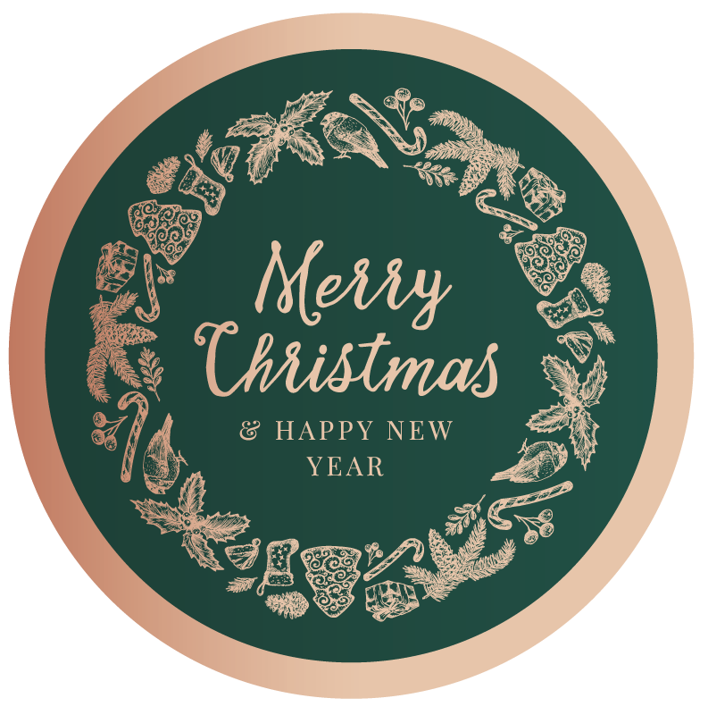Festive Greetings Circle Christmas vinyl carpet - TenStickers