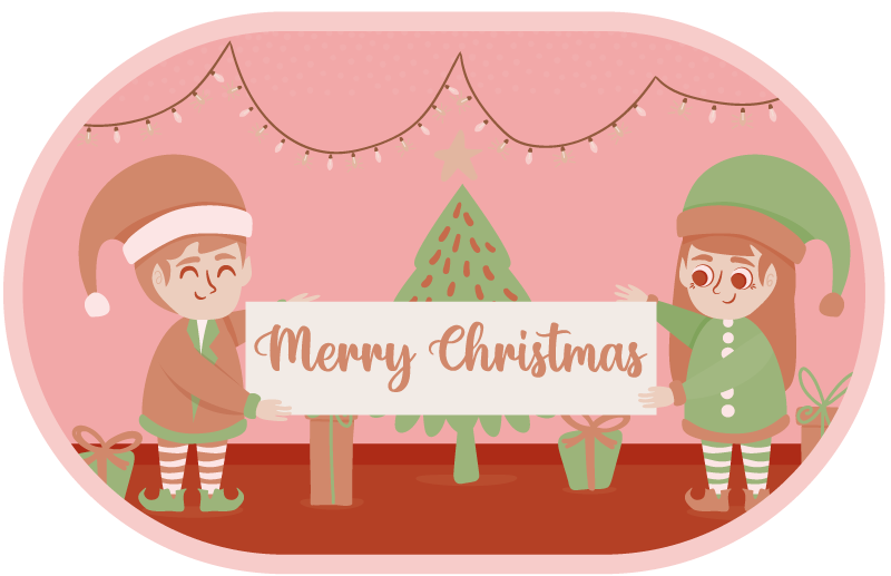 Festive Elves Scene Christmas vinyl carpet - TenStickers