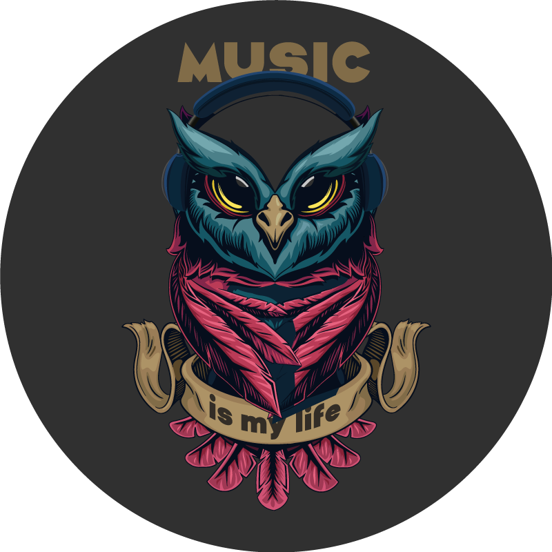 Owl Music Emblem teen vinyl carpet - TenStickers