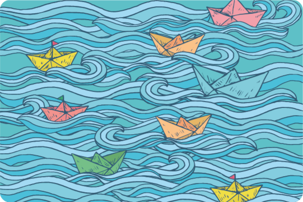 Sailing Paper Boats kids vinyl carpet - TenStickers
