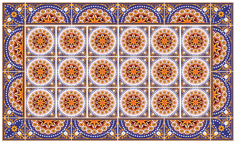 Mandala Mosaic Pattern tile vinyl carpet - TenStickers
