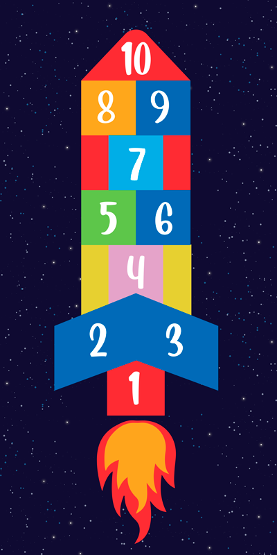 Space Hopscotch game vinyl carpet - TenStickers