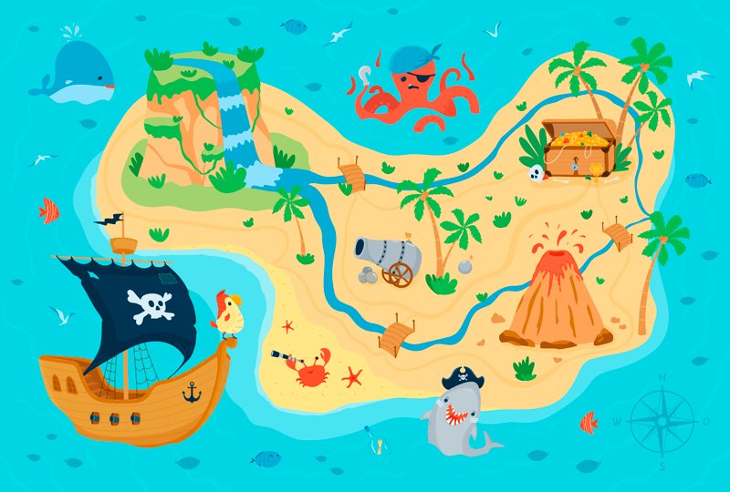Pirate Adventure Map game vinyl carpet - TenStickers