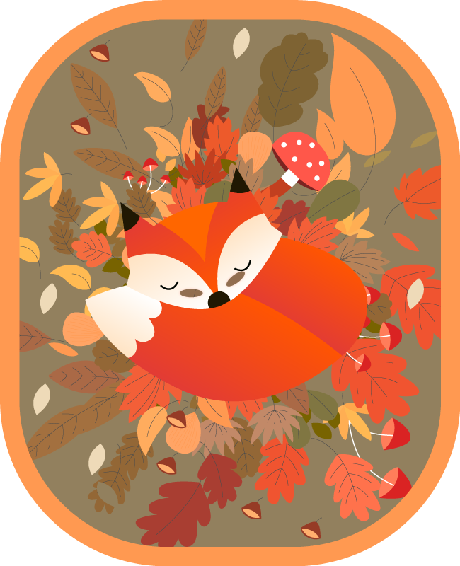 Sleeping Fox Illustration animal vinyl carpet - TenStickers