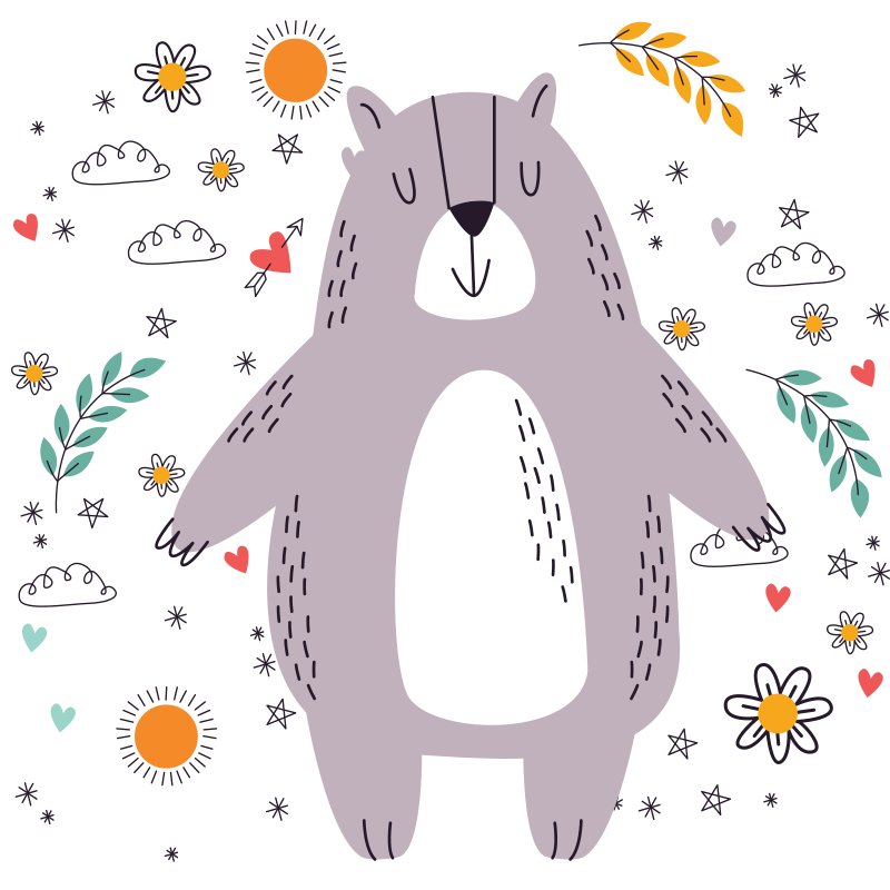 Whimsical Bear Illustration kids vinyl carpet - TenStickers