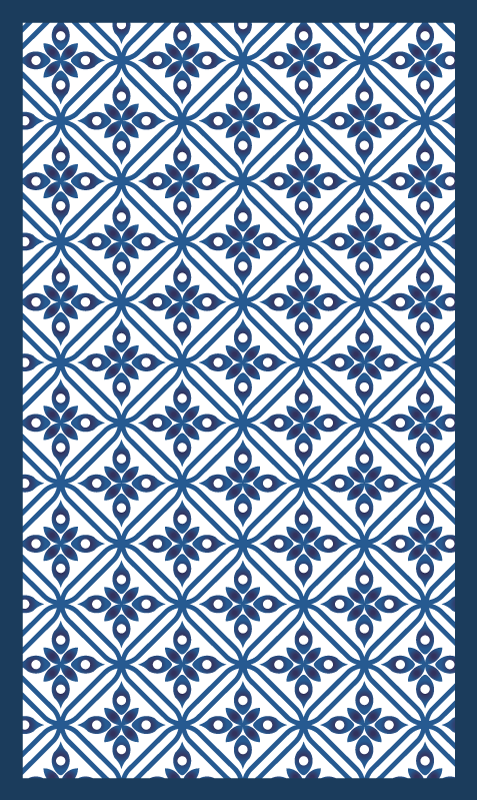 Japanese blue and white pattern tile carpet - TenStickers