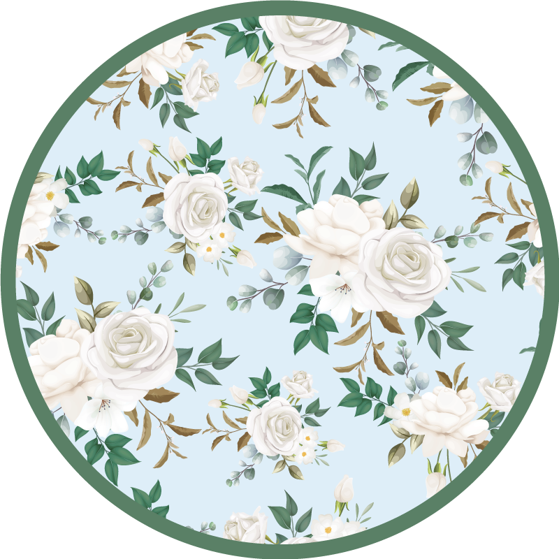 Botanical Round Arrangement floral vinyl carpet - TenStickers