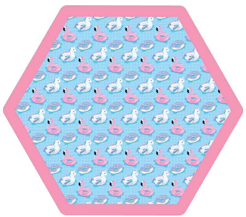 Playful Unicorn Hexagon kids vinyl carpet - TenStickers