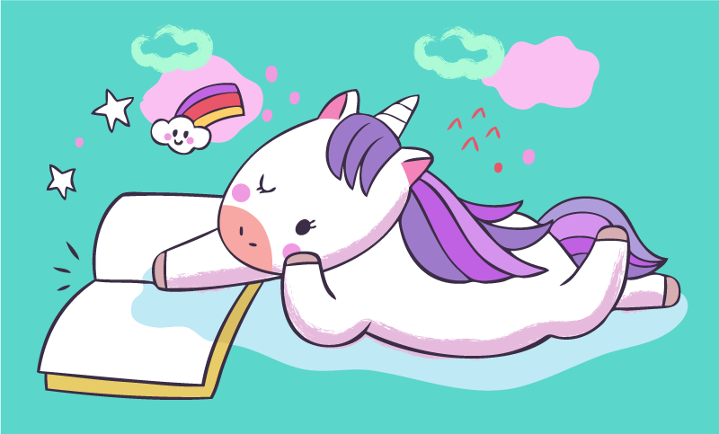 Reading Unicorn kids vinyl carpet - TenStickers