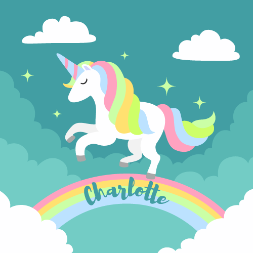 Personalized Rainbow Unicorn nursery vinyl carpet - TenStickers