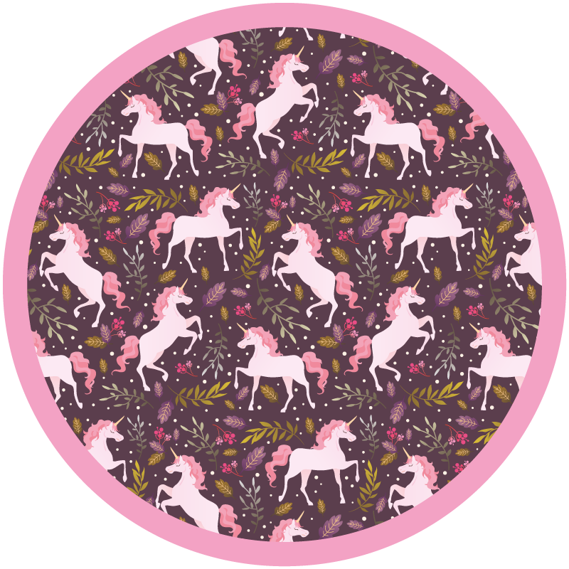 Unicorn Pattern Circle animal vinyl carpet - TenStickers