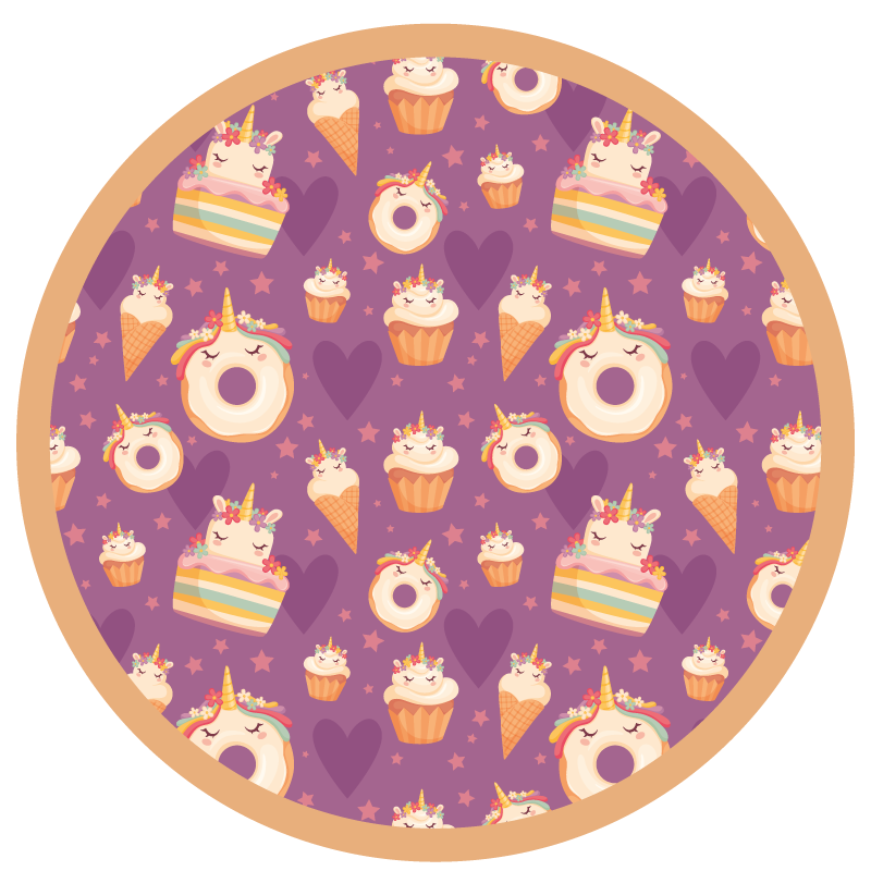 Unicorn Treats Round kids vinyl carpet - TenStickers